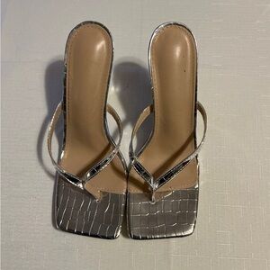 SHEIN Metallic Crocodile High Heel Sandals